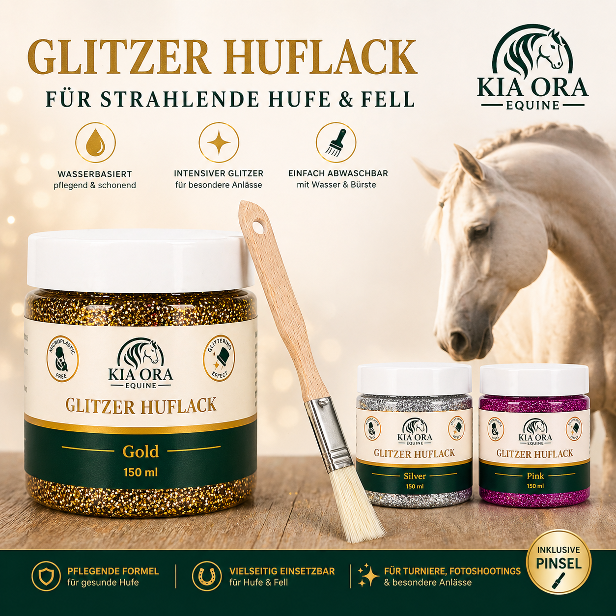 Glitzer Huflack Gold 150 ml