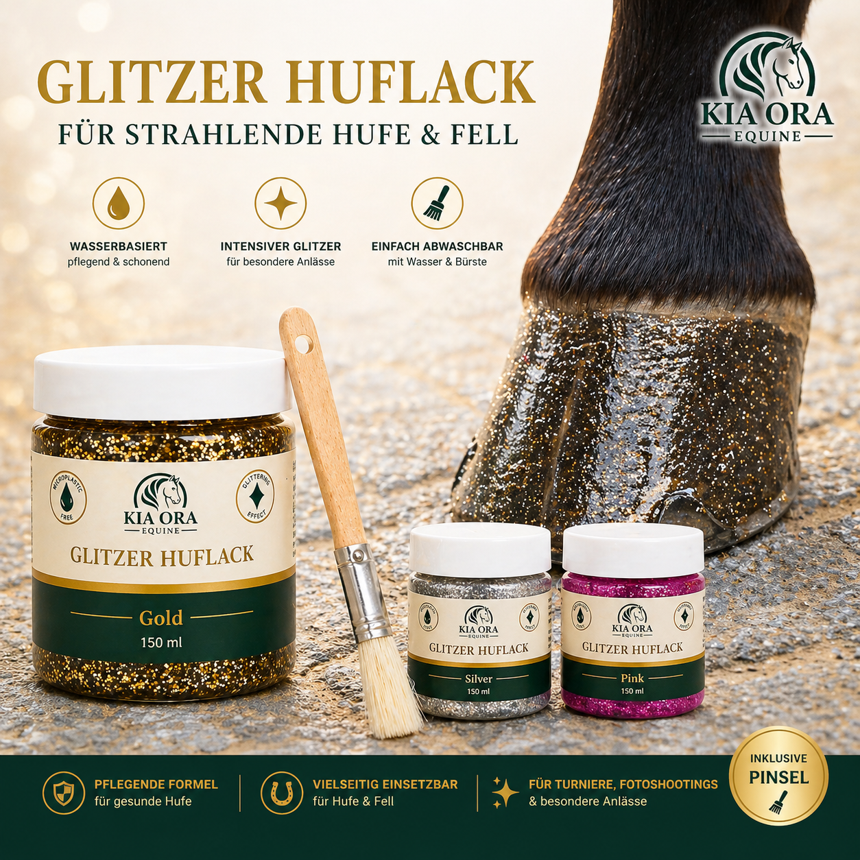 Glitzer Huflack Pink 150 ml