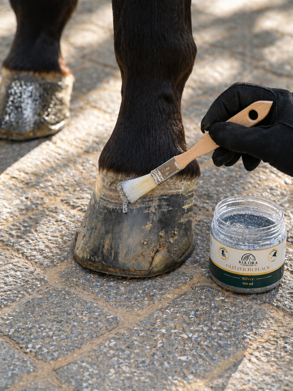Glitzer Huflack Silber 150 ml