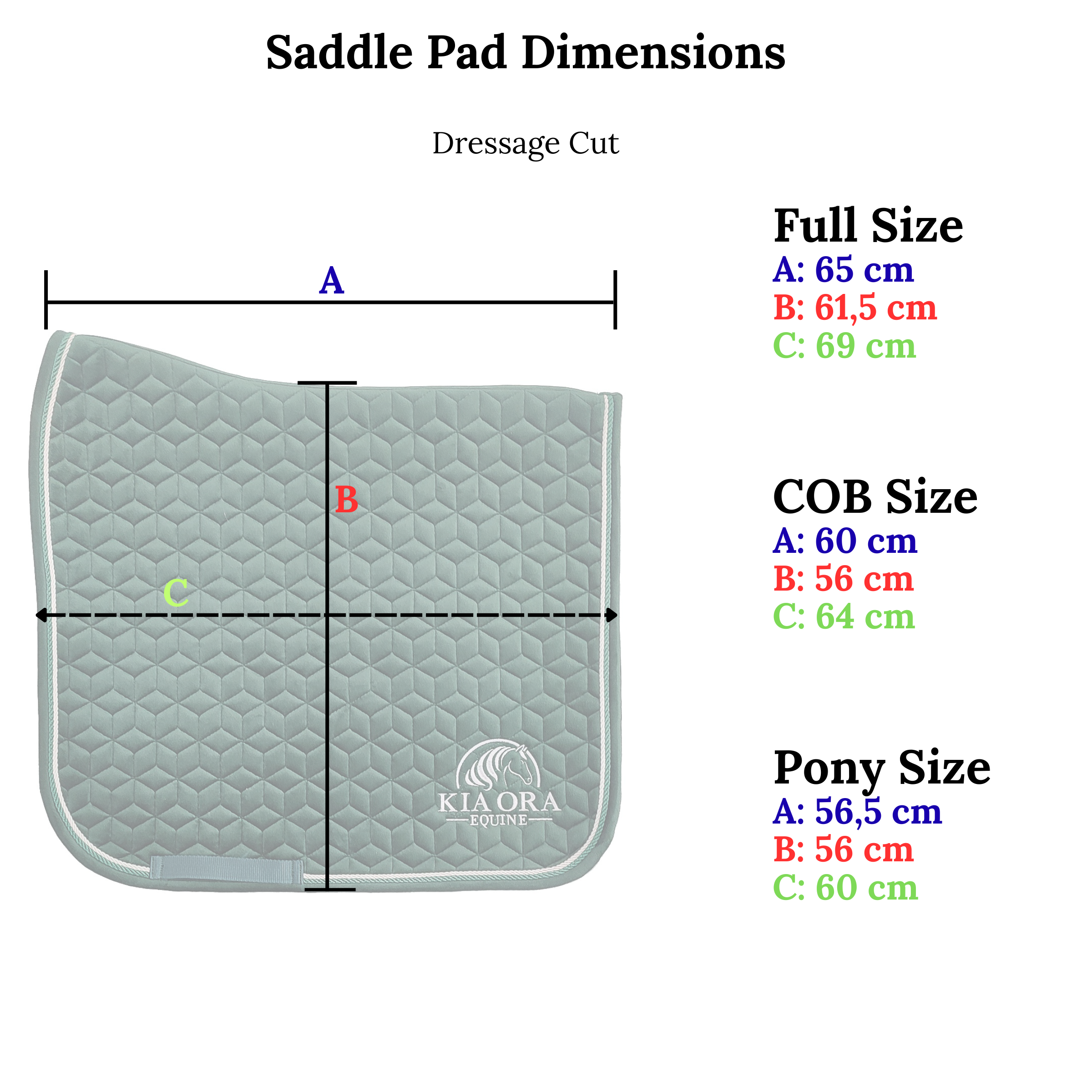 Kia Ora Equine Samt Dressur Schabracke