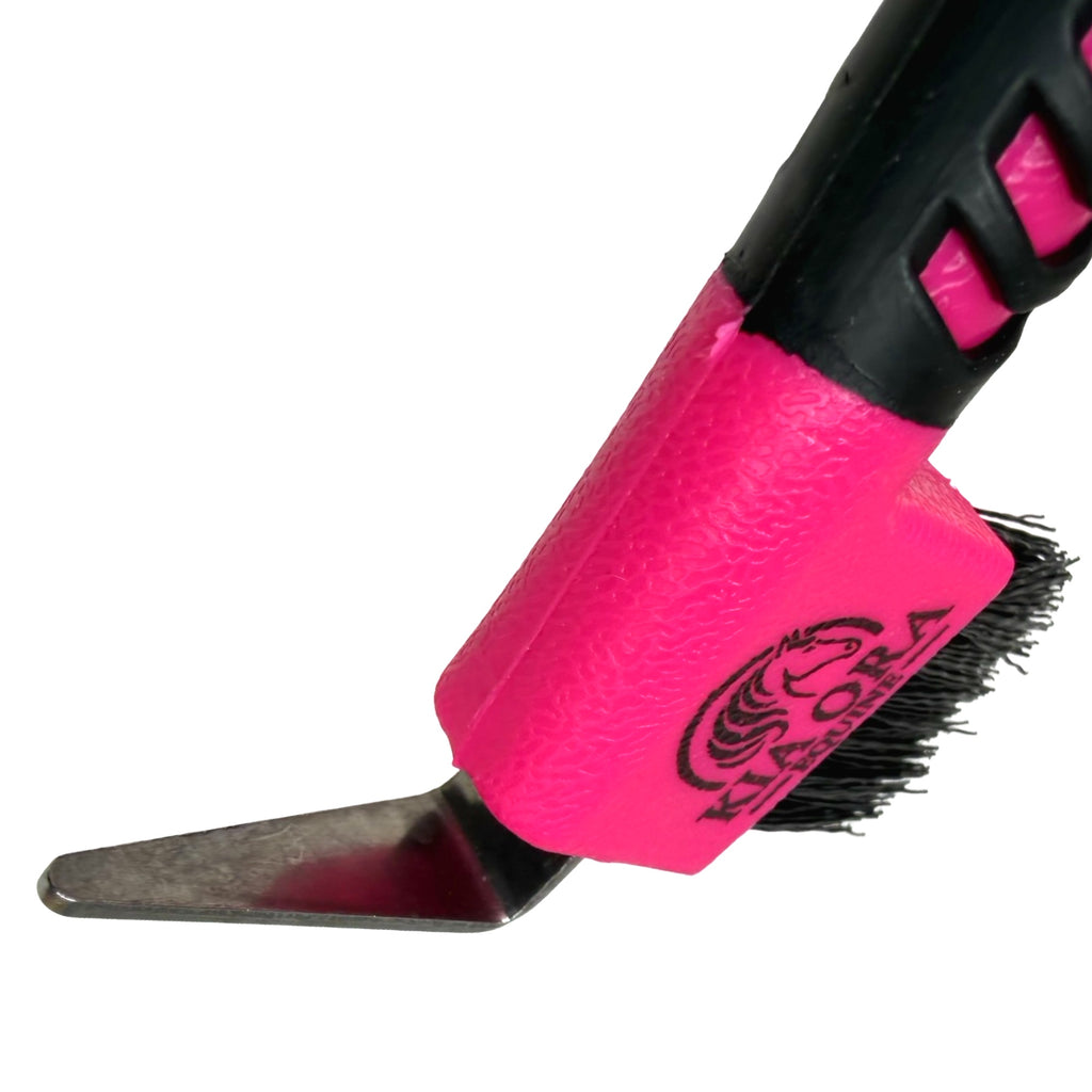 Kia Ora Equine - Kia Ora Equine Hufkratzer & Bürste Pferd & Pony Pflege Pink - Pinkfarbener Hufkratzer mit Kunststoffgriff und Bürste, ideal für Hufpflege Pferd und Pferdezubehör.
