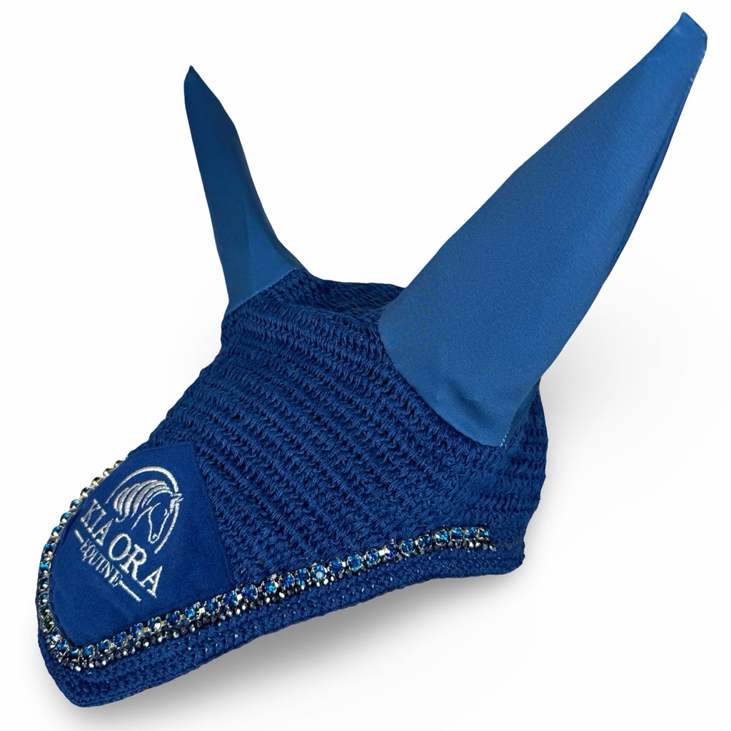 Fliegenhaube mit Glitzersteinen Marineblau