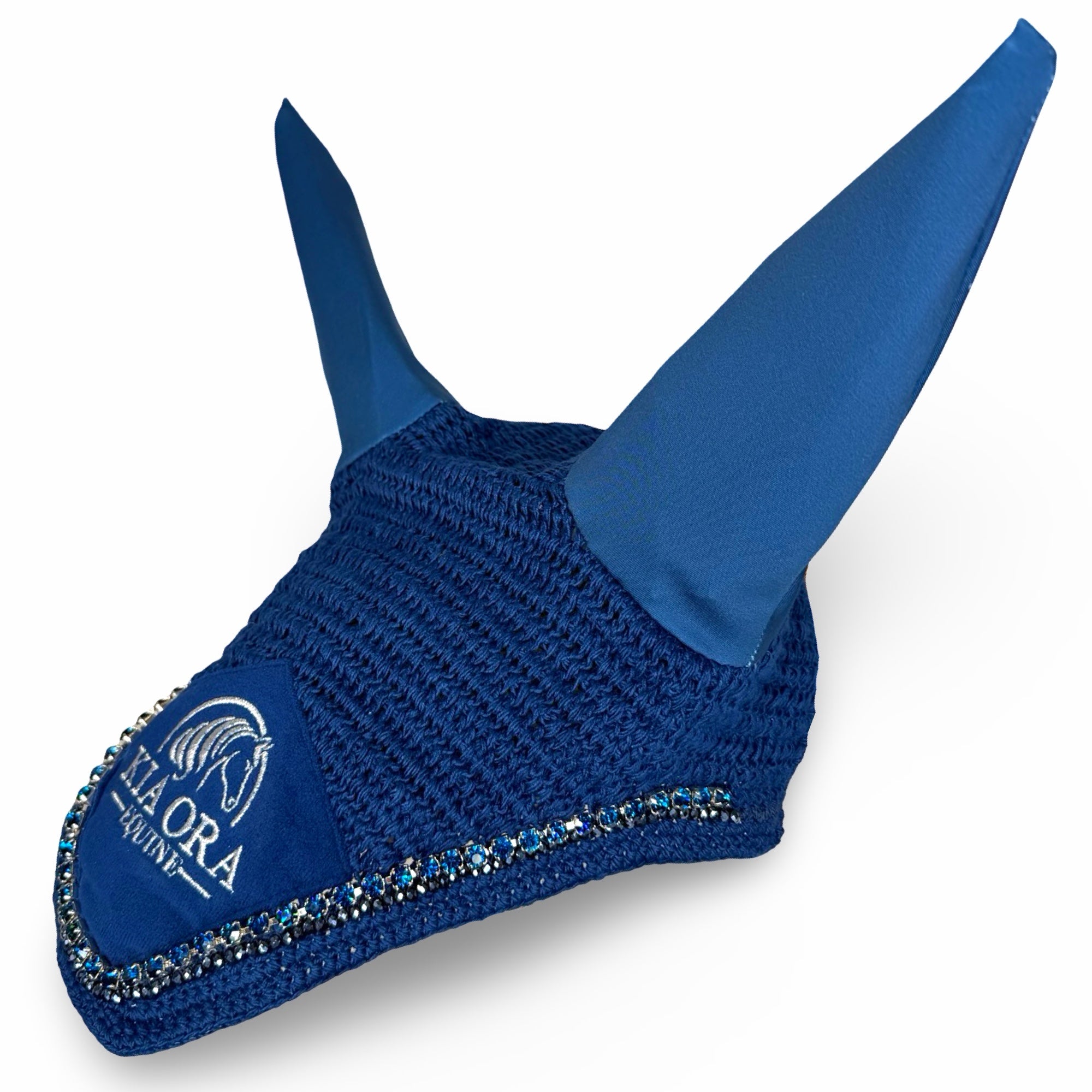 Fliegenhaube mit Glitzersteinen Marineblau