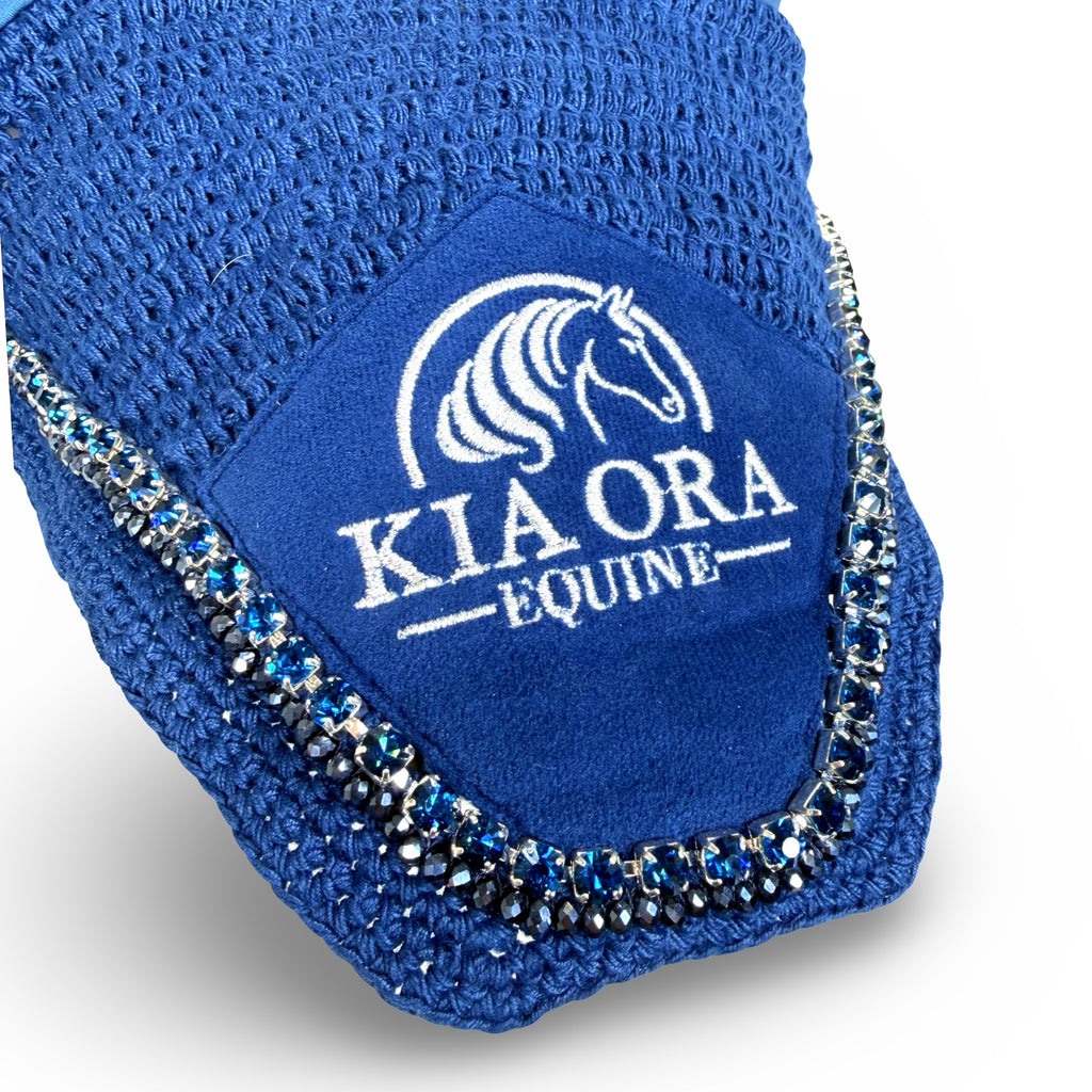Fliegenhaube mit Glitzersteinen Marineblau