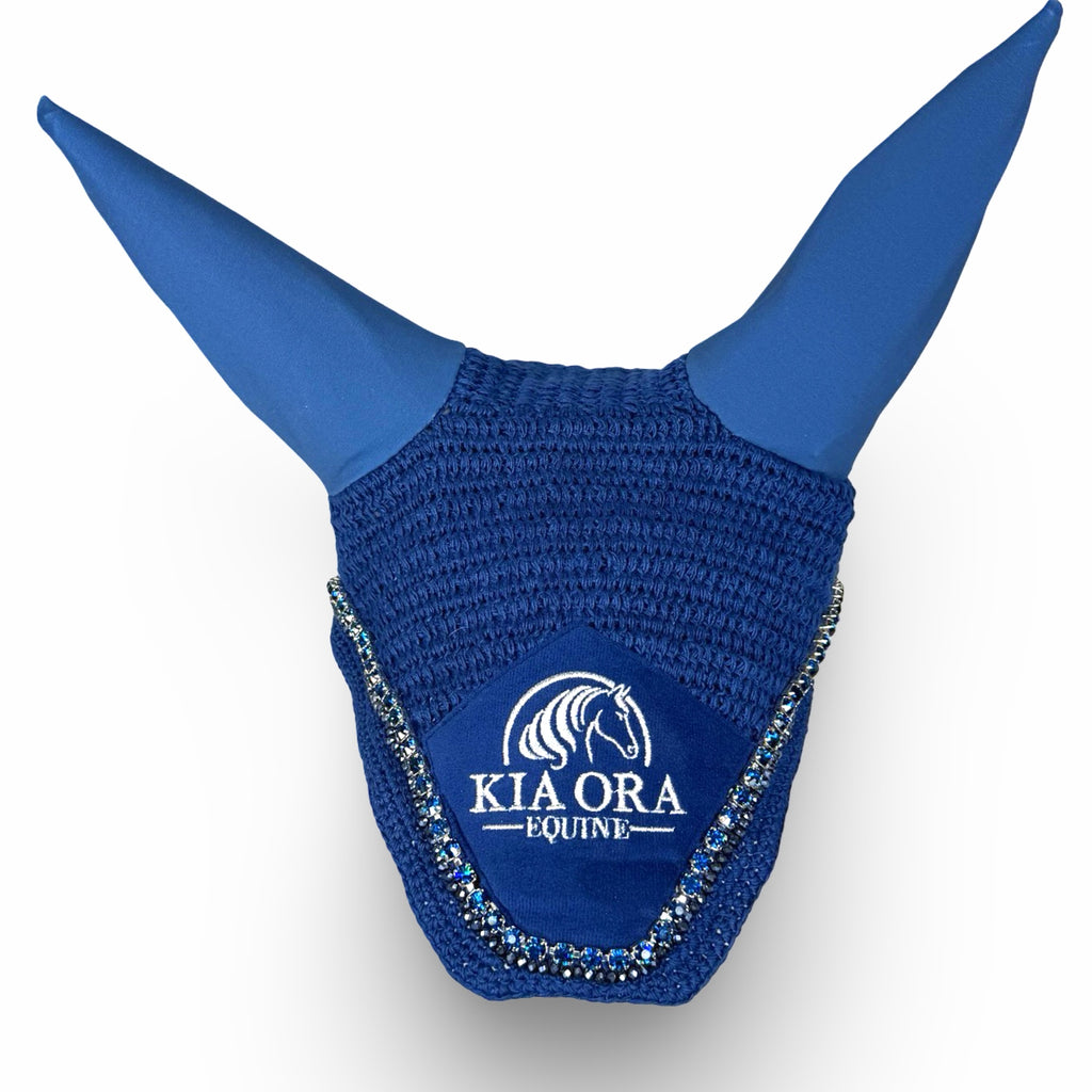 Fliegenhaube mit Glitzersteinen Marineblau