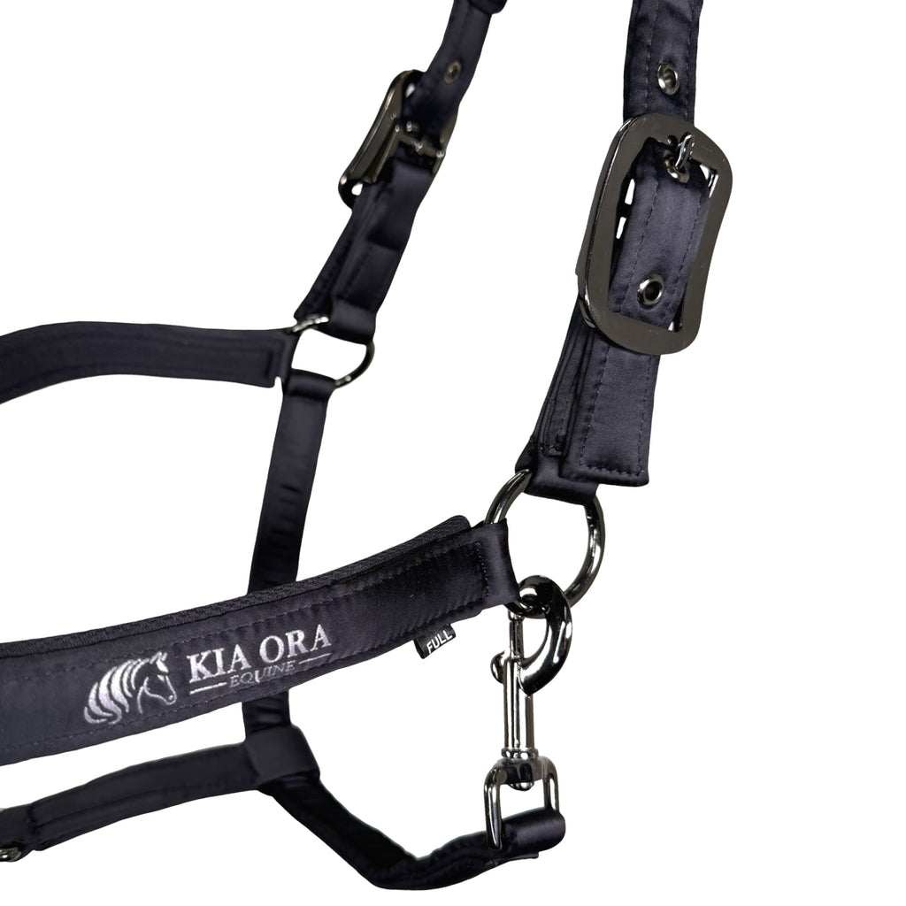 Satin Premium Halfter Pferd Schwarz